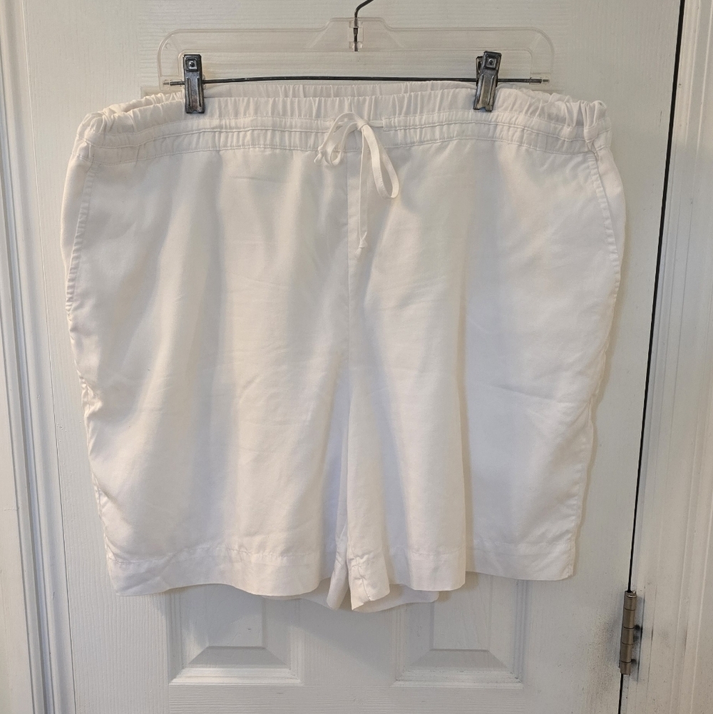 Kim Rogers Women's White Lined Drawstring Shorts, Size XL (1205)